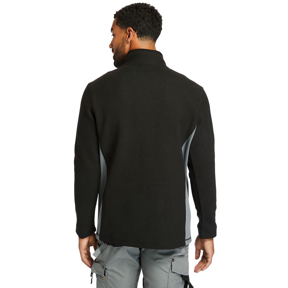 Timberland Mens Sweatshirts PRO® Studwall Quarter-Zip Textured Fleece - Black - India YT2063741